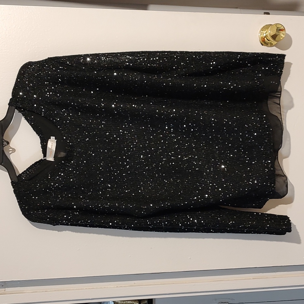 Simply Couture Women's Black Sequins Sweater Size 2XL